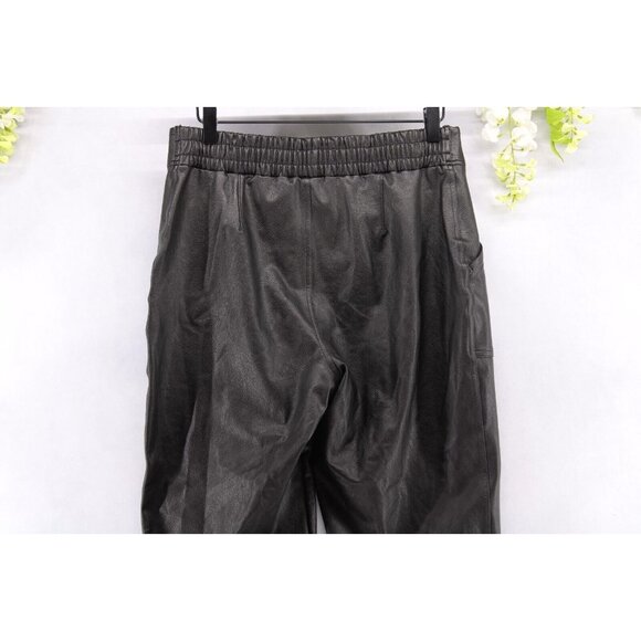 Spanx Women's Faux Leather Jogger Pants L/G Black Elastic Waist Pockets - Picture 4 of 7